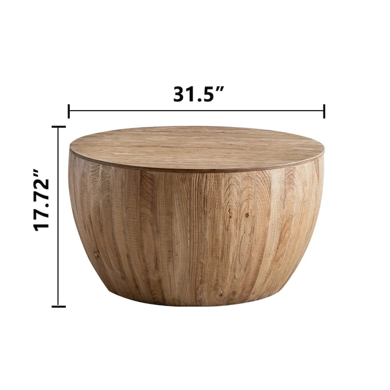 Table basse en bois en forme de tonneau style vintage