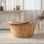 Table basse en bois en forme de tonneau style vintage
