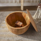 Table basse en bois en forme de tonneau style vintage