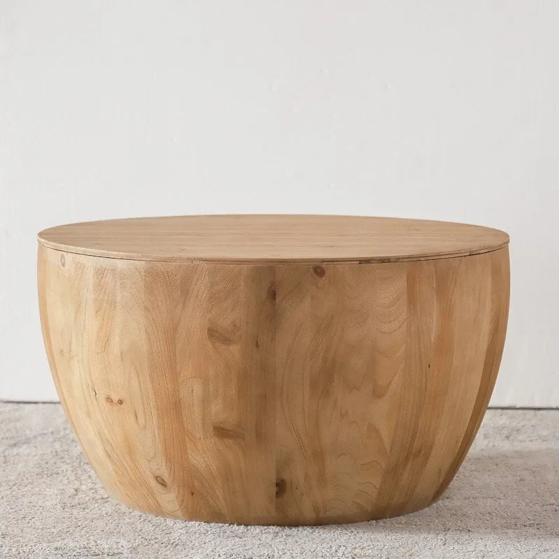 Table basse en bois en forme de tonneau style vintage