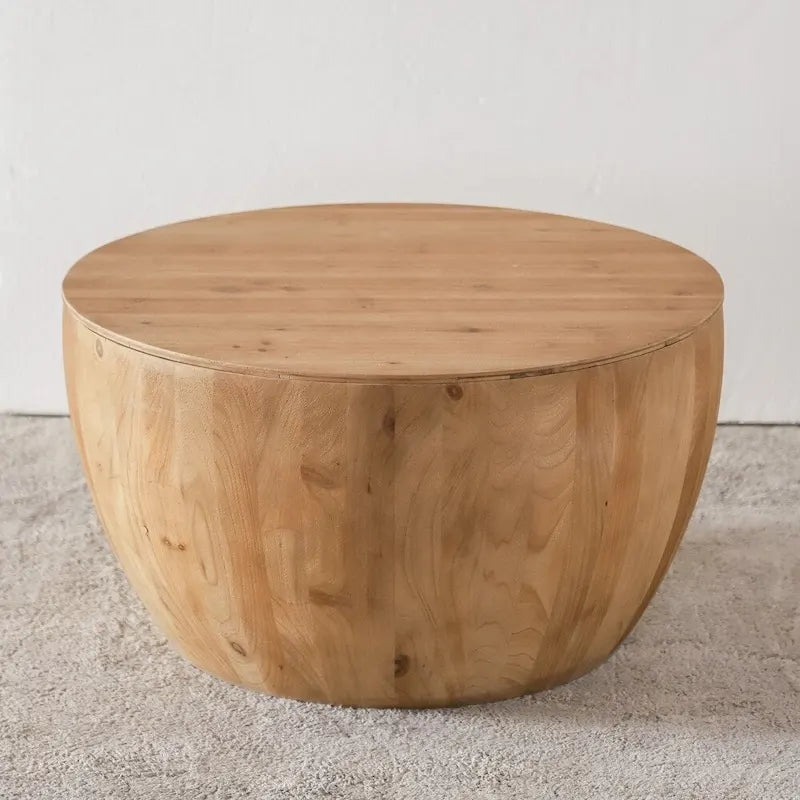 Table basse en bois en forme de tonneau style vintage