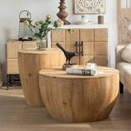 Table basse en bois en forme de tonneau style vintage
