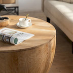 Table basse en bois en forme de tonneau style vintage