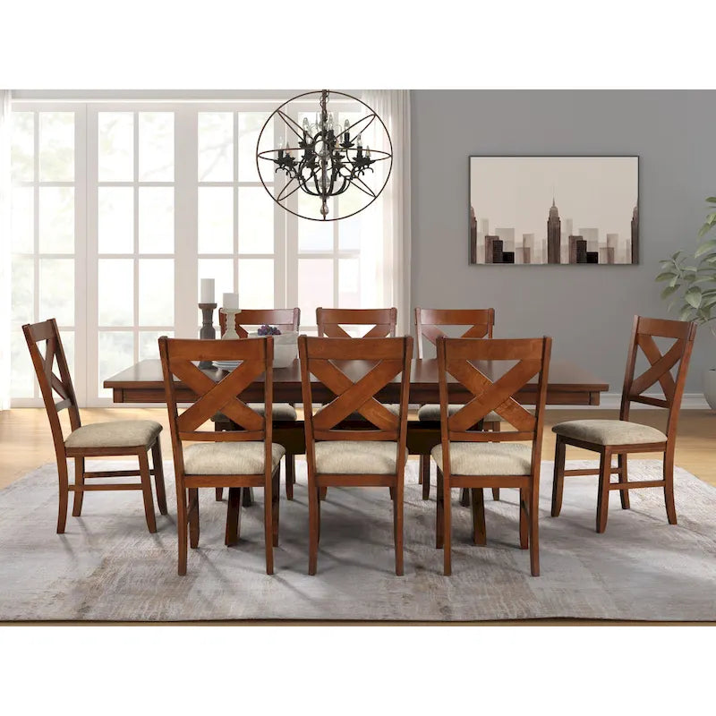 Table à manger extensible tréteaux noyer foncé