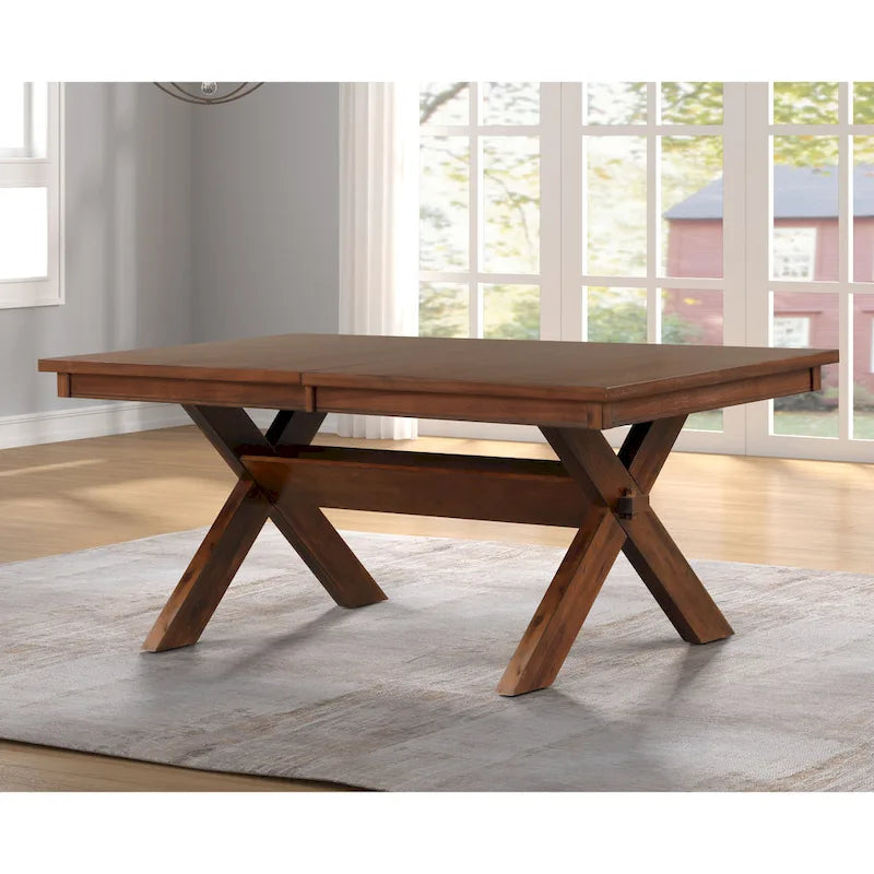 Table à manger extensible tréteaux noyer foncé