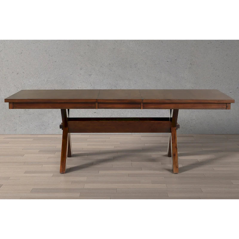 Table à manger extensible tréteaux noyer foncé