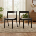Set of 2 Astor Black Solid Wood Chair with Curved Back