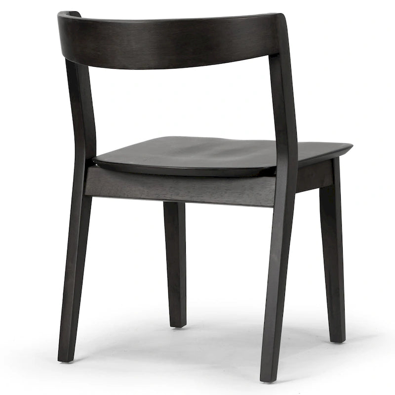 Chaise noire en bois massif avec dossier incurvé