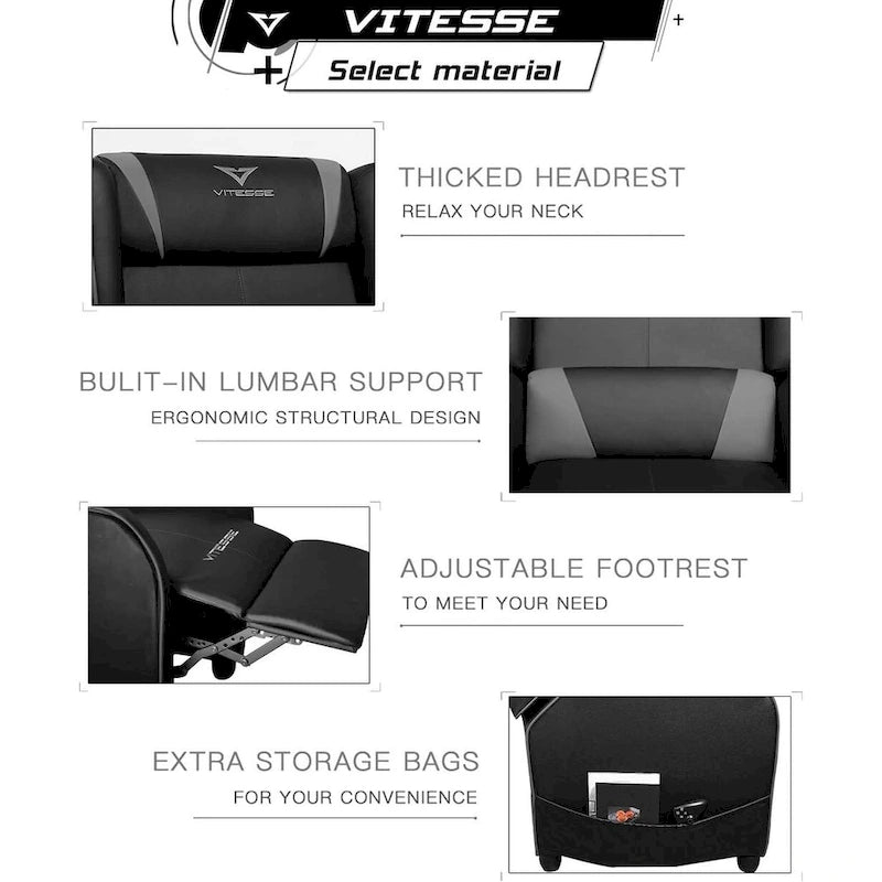 Fauteuil inclinable de jeu, dossier haut style course, siège de cinéma
