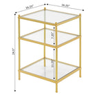 Table d'appoint en verre à 3 niveaux