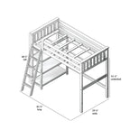 Lit mezzanine double avec bibliothèque