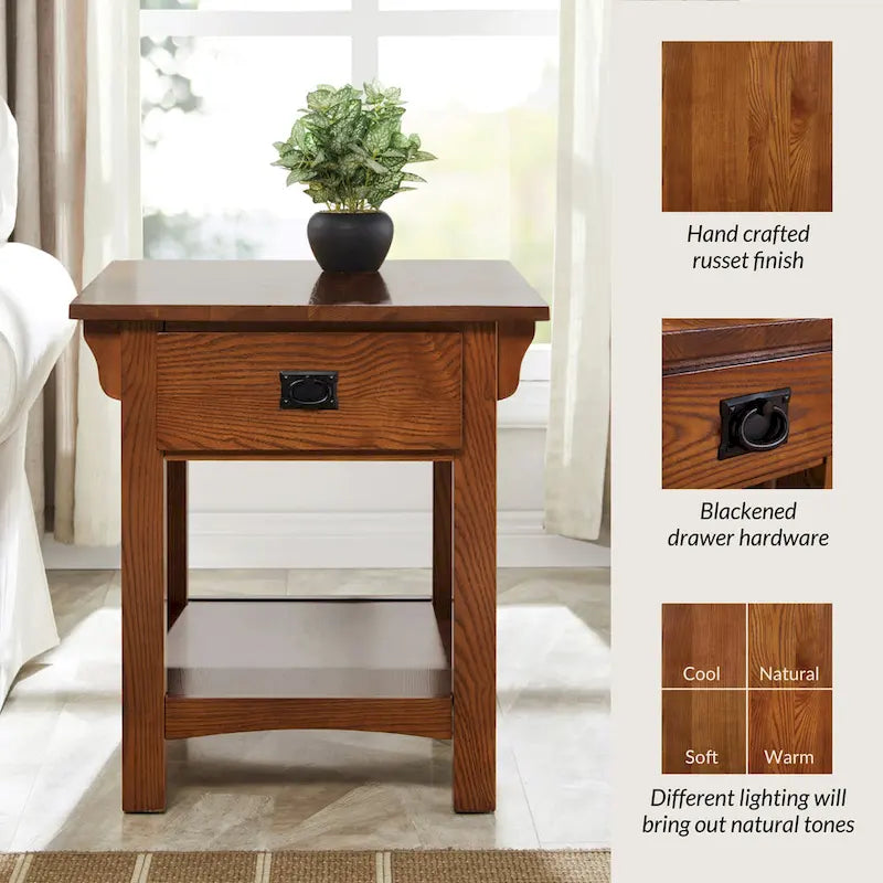 Table d'appoint de style Mission avec tiroir