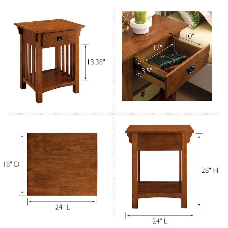 Table d'appoint de style Mission avec tiroir
