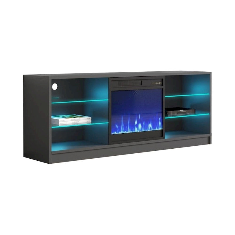 Meuble TV moderne 58" avec cheminée électrique