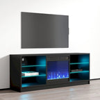 Meuble TV moderne 58" avec cheminée électrique