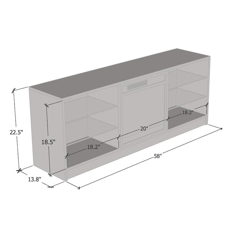 Meuble TV moderne 58" avec cheminée électrique
