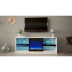 Meuble TV moderne 58" avec cheminée électrique