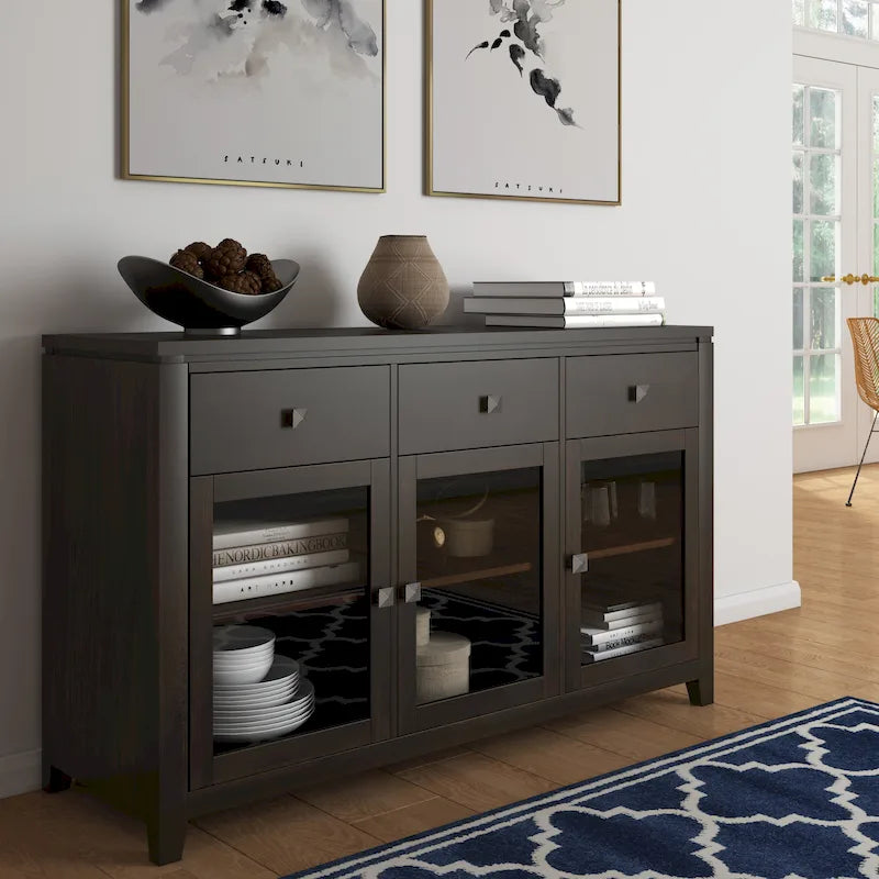 Buffet contemporain en acajou massif de 137 cm de large