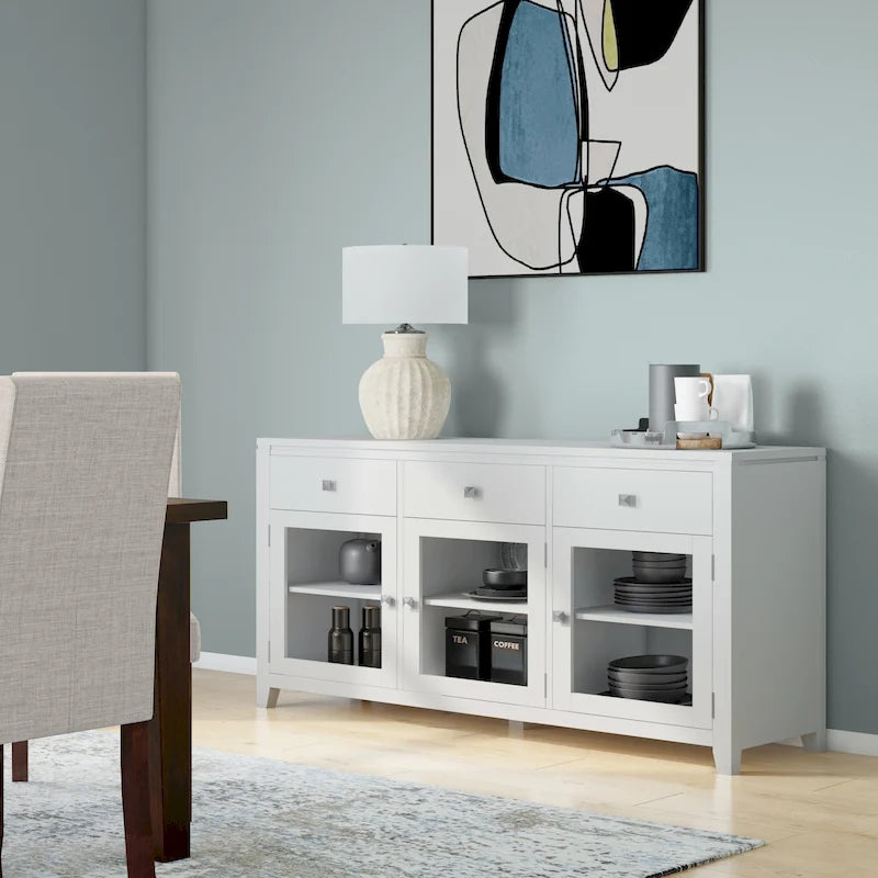 Buffet contemporain en acajou massif de 137 cm de large