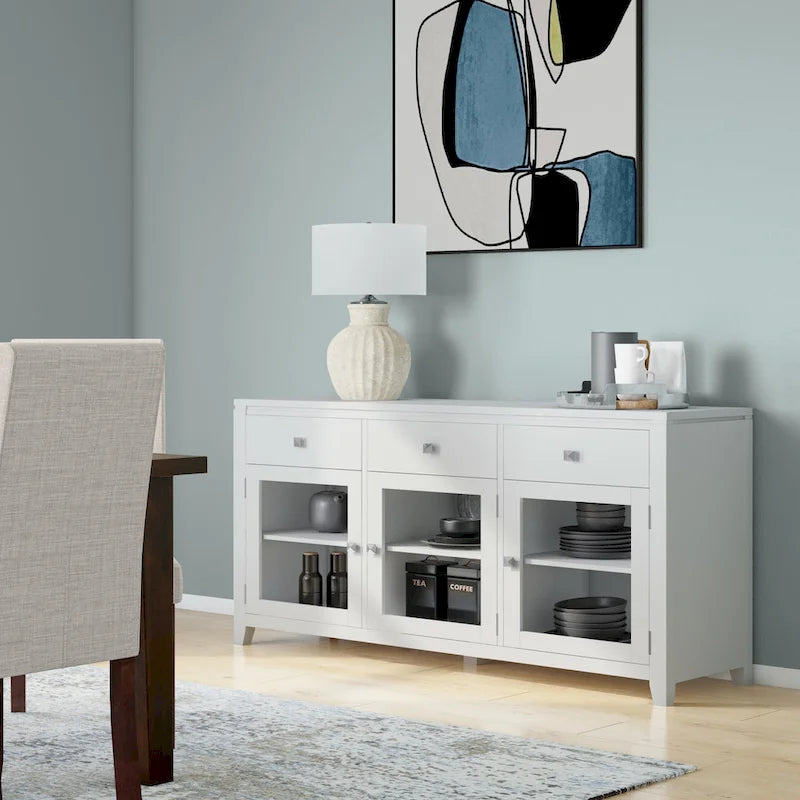 Buffet contemporain en acajou massif de 137 cm de large
