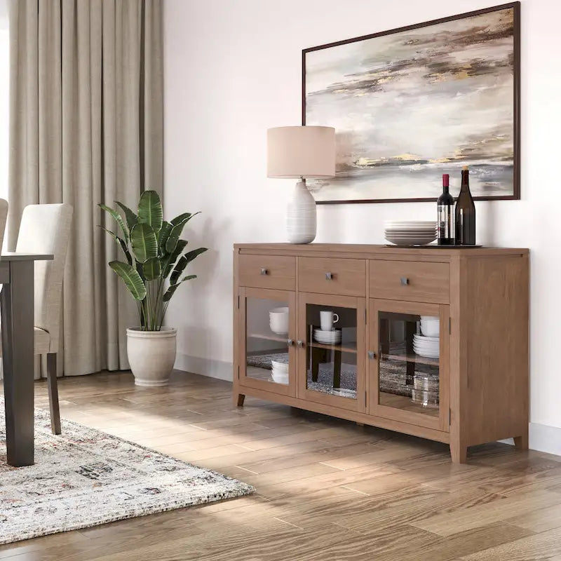 Buffet contemporain en acajou massif de 137 cm de large