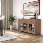 Buffet contemporain en acajou massif de 137 cm de large