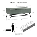 Table basse moderne de 42 pouces à 2 tiroirs avec pieds en métal