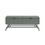 Table basse moderne de 42 pouces à 2 tiroirs avec pieds en métal