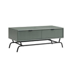 Table basse moderne de 42 pouces à 2 tiroirs avec pieds en métal