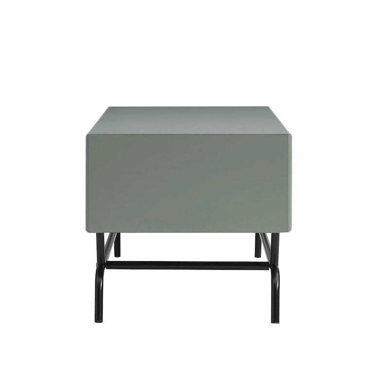 Table basse moderne de 42 pouces à 2 tiroirs avec pieds en métal
