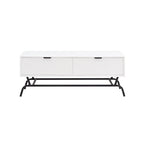 Table basse moderne de 42 pouces à 2 tiroirs avec pieds en métal