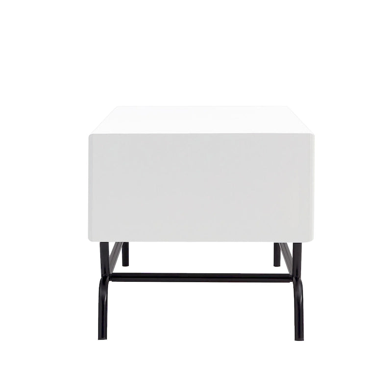 Table basse moderne de 42 pouces à 2 tiroirs avec pieds en métal