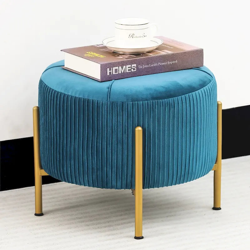 Repose-pieds ottoman rond avec pieds en métal
