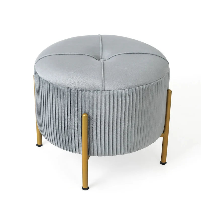 Repose-pieds ottoman rond avec pieds en métal