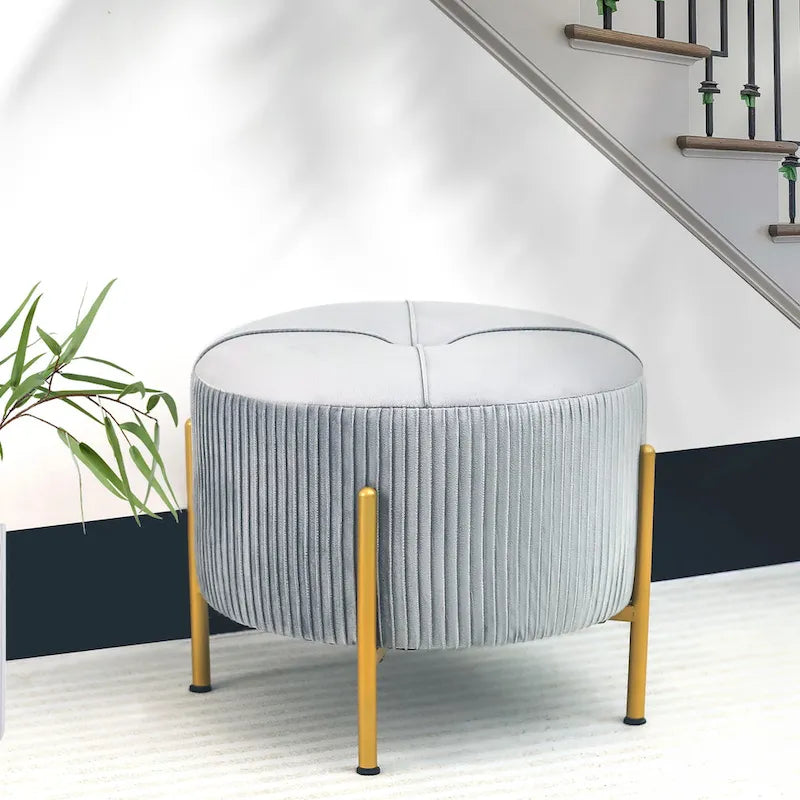 Repose-pieds ottoman rond avec pieds en métal