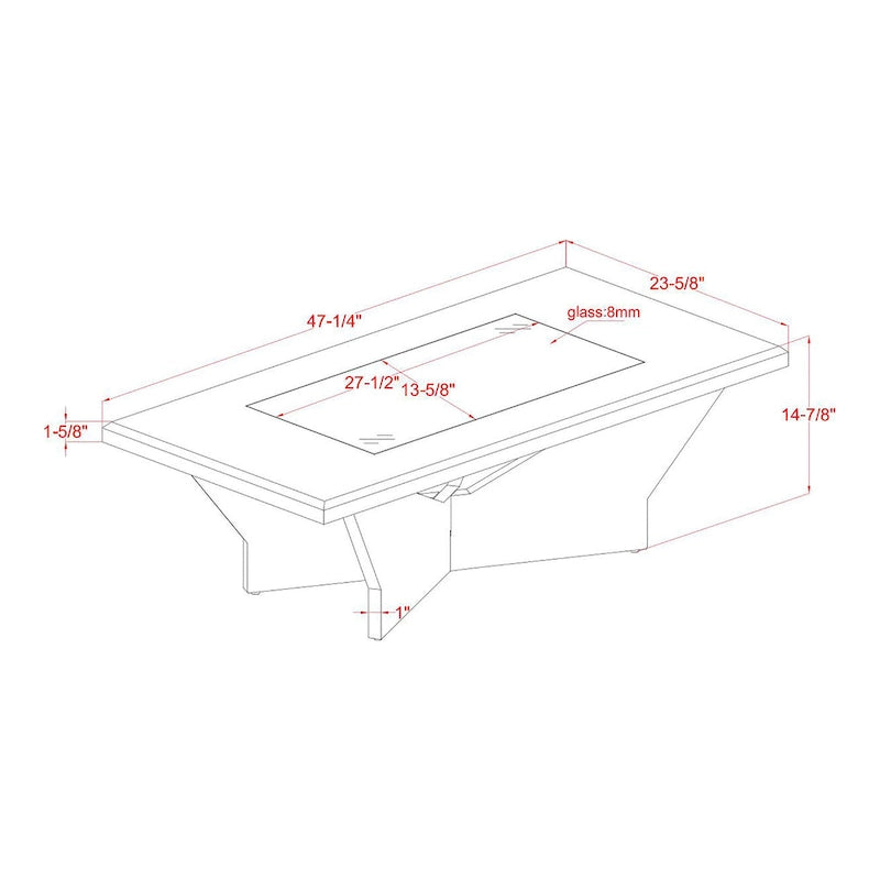 Table basse contemporaine avec plateau en verre insert