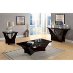 Table basse contemporaine avec plateau en verre insert