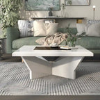 Table basse contemporaine avec plateau en verre insert