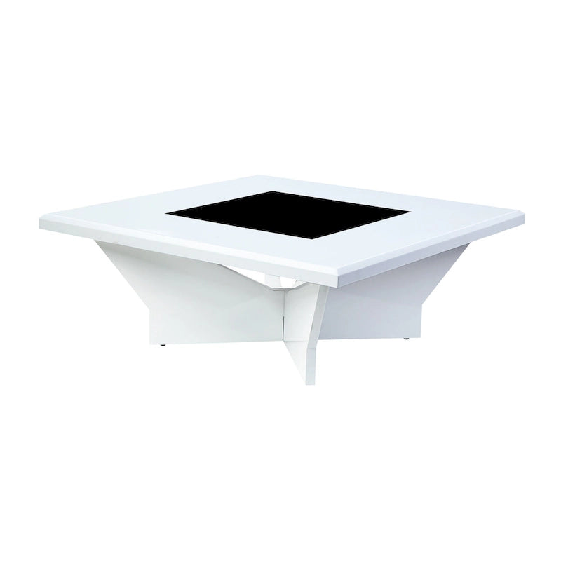 Table basse contemporaine avec plateau en verre insert