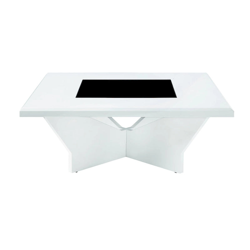 Table basse contemporaine avec plateau en verre insert