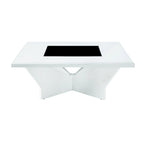 Table basse contemporaine avec plateau en verre insert