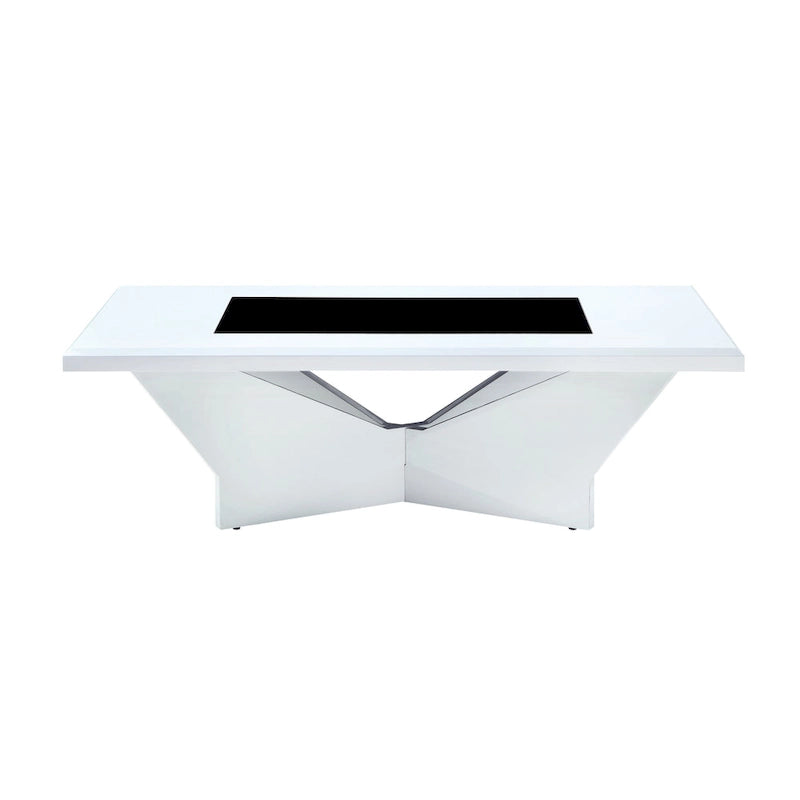 Table basse contemporaine avec plateau en verre insert