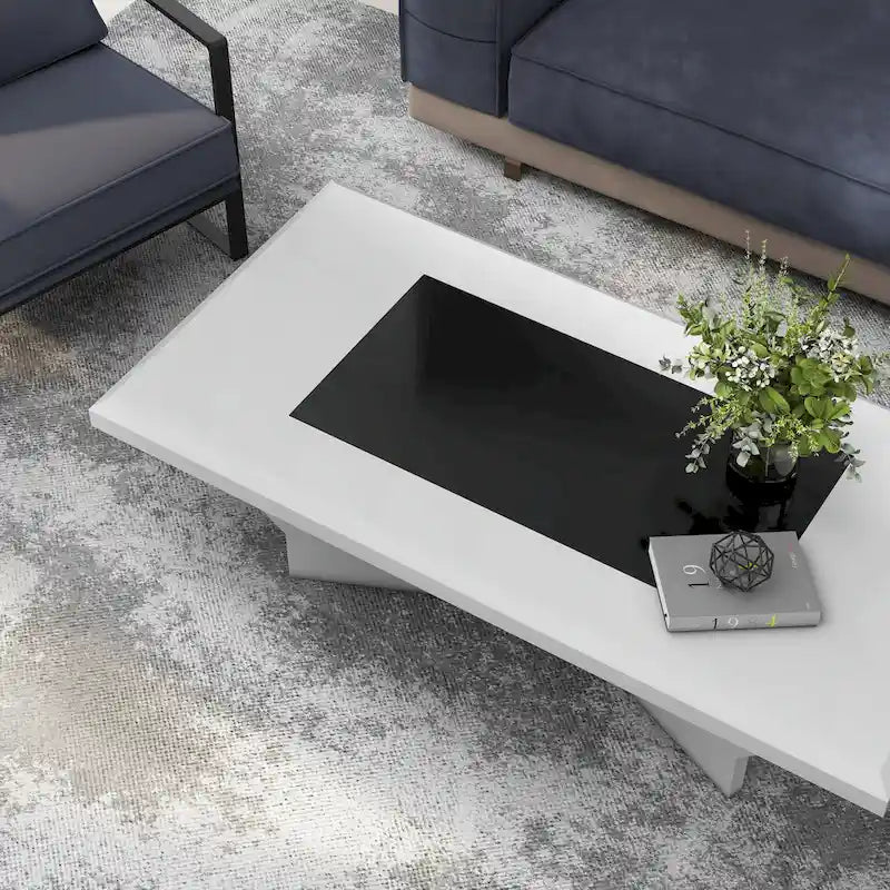 Table basse contemporaine avec plateau en verre insert