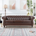 Canapé Chesterfield capitonné en similicuir avec accoudoirs roulés de 84,65 po
