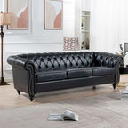 Canapé Chesterfield capitonné en similicuir avec accoudoirs roulés de 84,65 po
