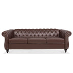 Canapé Chesterfield capitonné en similicuir avec accoudoirs roulés de 84,65 po