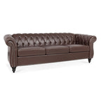 Canapé Chesterfield capitonné en similicuir avec accoudoirs roulés de 84,65 po