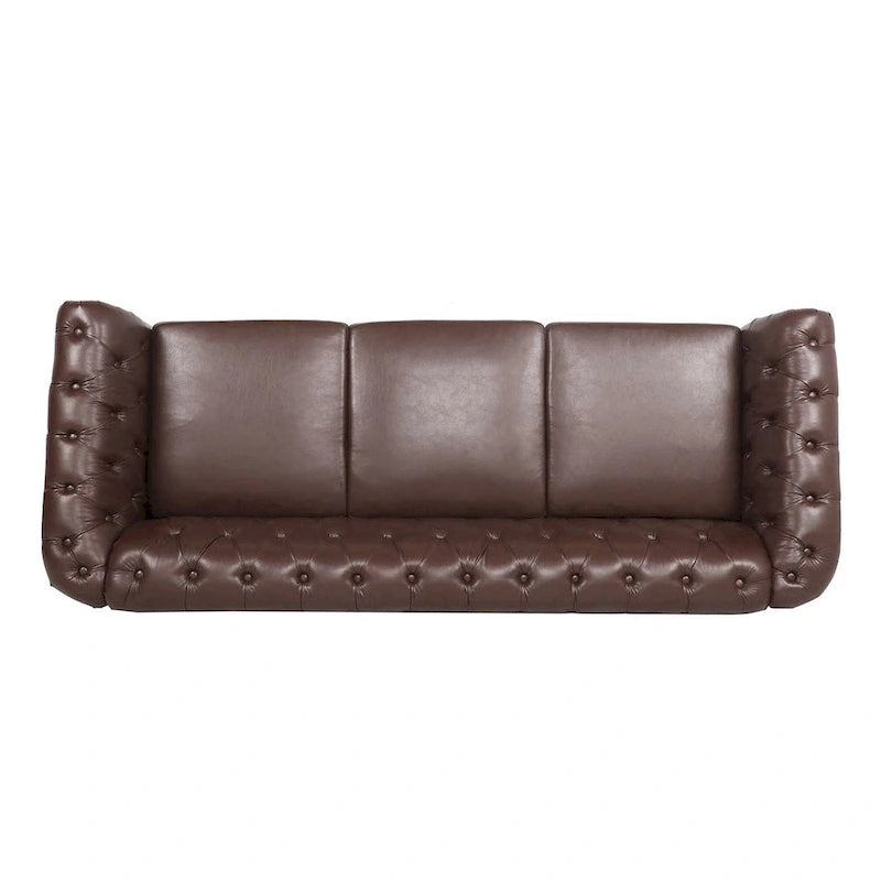 Canapé Chesterfield capitonné en similicuir avec accoudoirs roulés de 84,65 po