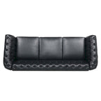 Canapé Chesterfield capitonné en similicuir avec accoudoirs roulés de 84,65 po