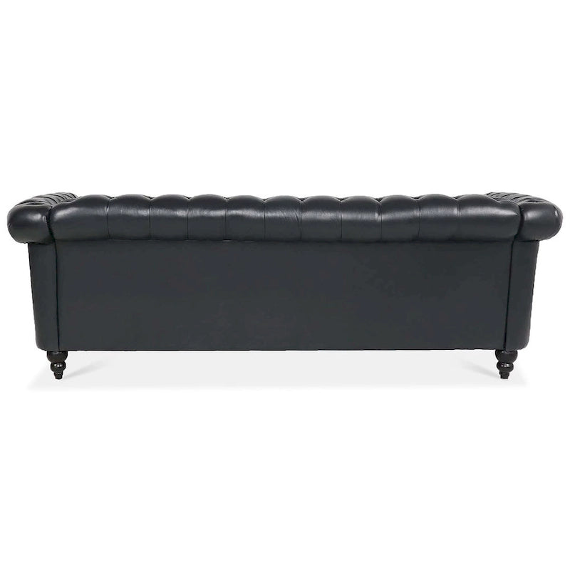 Canapé Chesterfield capitonné en similicuir avec accoudoirs roulés de 84,65 po
